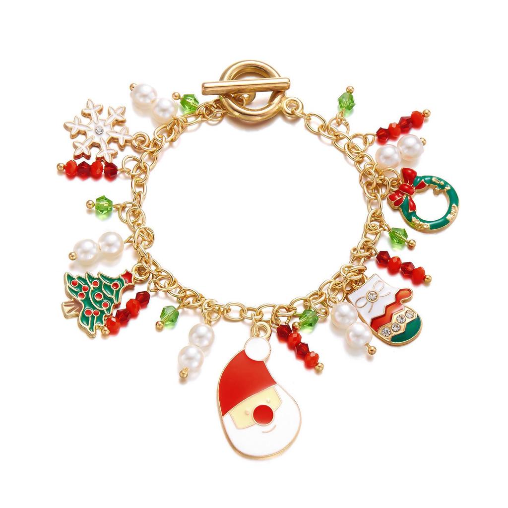Creative Christmas Charm Bracelet: Santa, Reindeer & Tree Pendants for Women