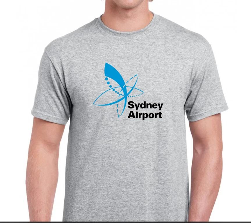 

Sydney Airport Tee Shirt Australia Mascot Kingsford Smith Air Fly Gray T-Shirt S