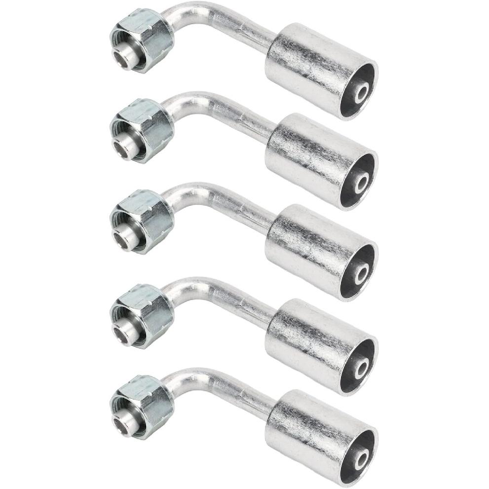 Car AC Aluminum Connector, 10Pcs 3/8in 90 Degree Bend Air Conditioning Splicer Hose Fittings Adaptor Connector Joint Pipe Swivel Coupling Universal