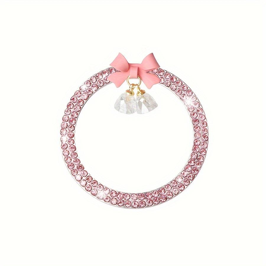 Alloy Crystal Car Decorative Ring with Rhinestone Bow for Start Engine Stop Button, 1pc Vehicle Ignition Bling Accessory