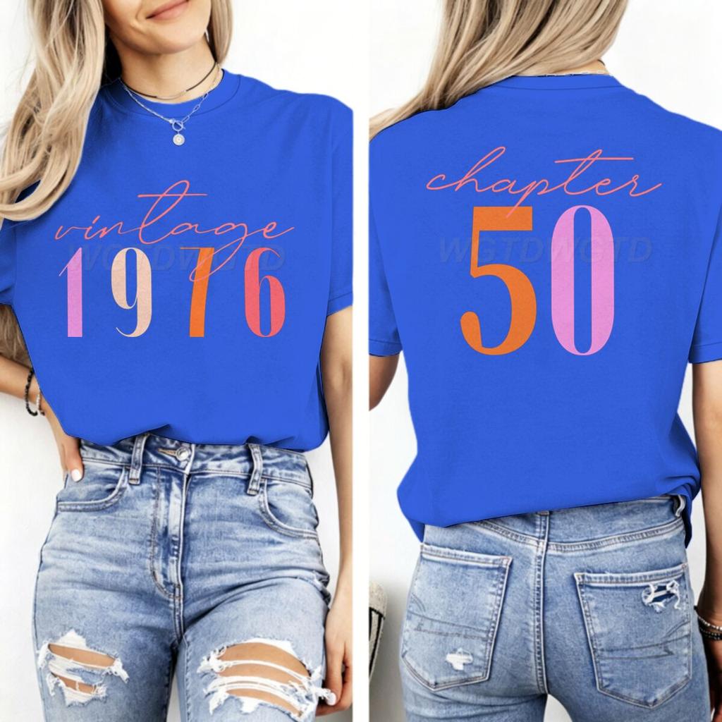 50th Birthday Short Sleeve Graphic Tee Unisexs Vintage 1976 Chapter 50 Print Tshirt Ladies Limited Edition 1976 T Shirt