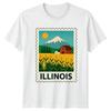 Illinois Corn Farm Landscape Stamp T-Shirt Vintage State Travel Souvenir