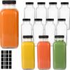 Bouteilles à jus en verre de 300 ml avec bouchons Carrées Réutilisables Pots à boire pour jus, lait, kombucha Bouteille à jus octogonale vintage