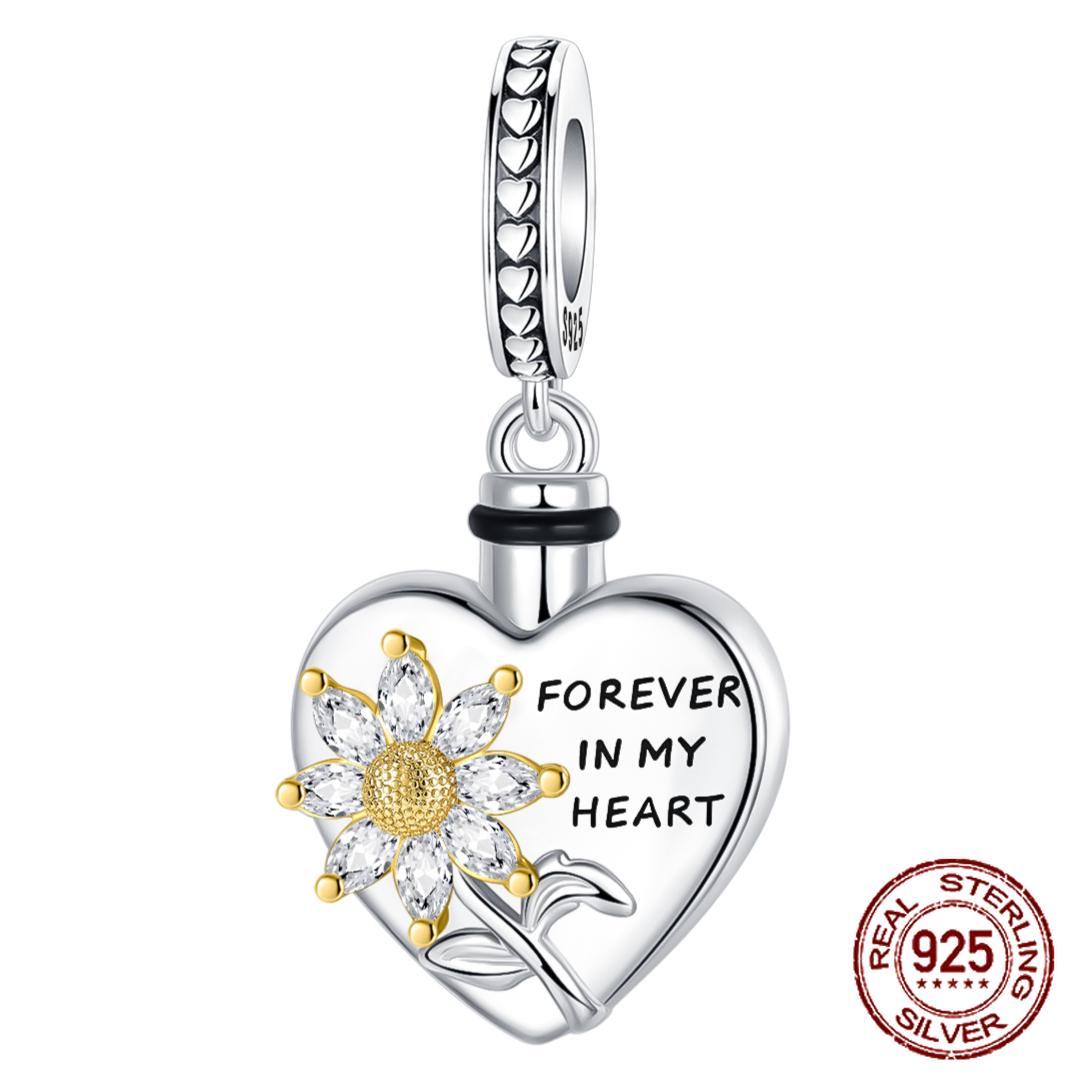 

copper Forever in My Heart Memorial Pendant Charm Compatible With Authentic Charm Bead Charms Bracelets Women Do It Yourself Jewellery Gift