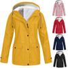 Frauen Solide Plüsch Regen Outdoor Plus Größe Mit Kapuze Regenmantel Winddichte Jacke Mantel