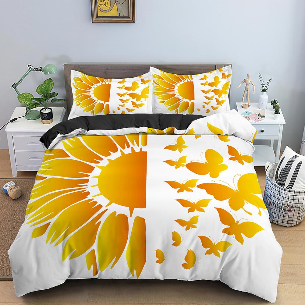 Watercolor Flowers King Queen Duvet Cover Colorful Blooming Floral Bedding Set For Teen Adult Plant 2/3pcs Polyester Quilt Cover