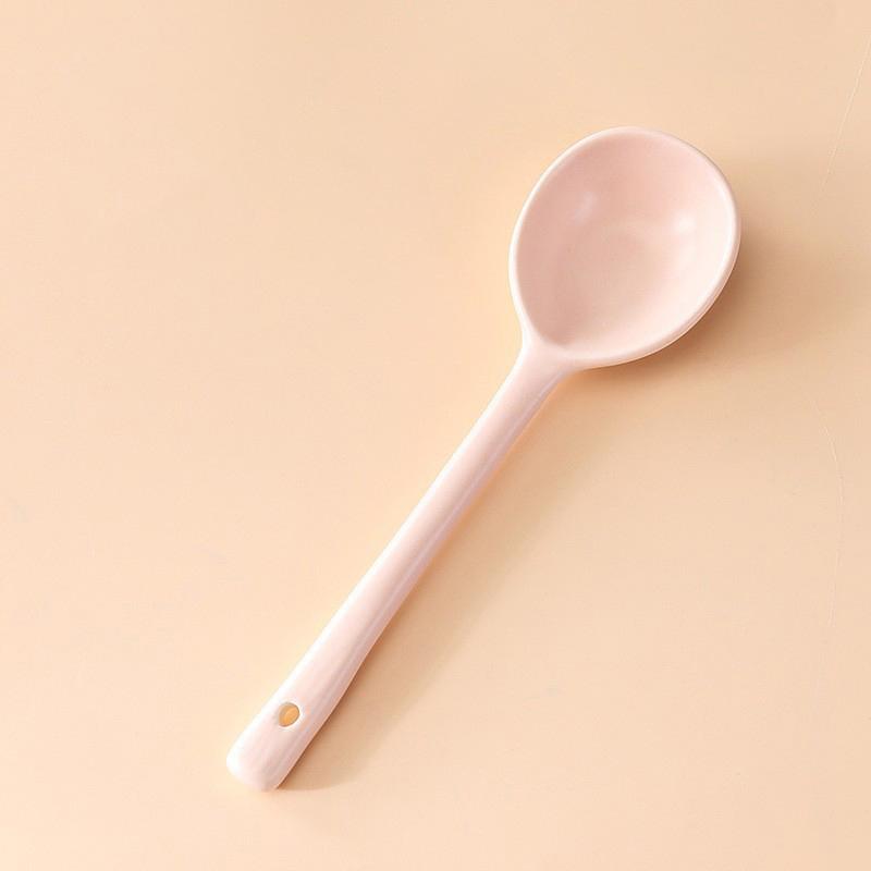 

Конфетный цвет Длинная ручка Керамическая Простота Необычная Десертная Суповая ложка Столовые приборы Портативные Кухонные принадлежности розовый