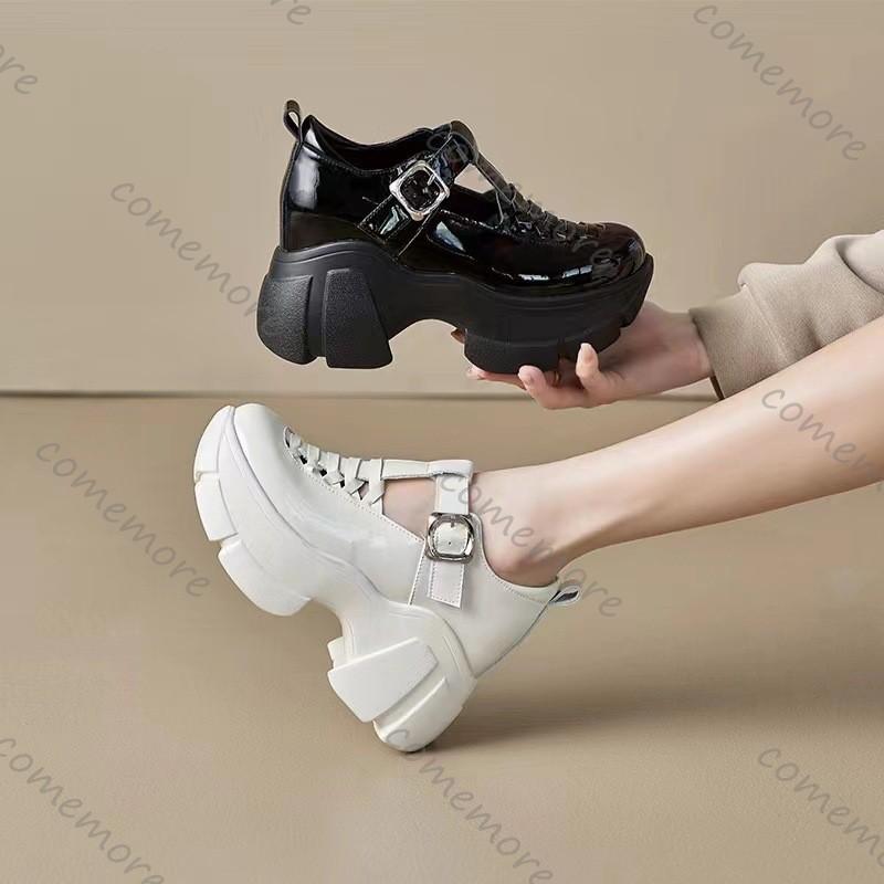 Fashion Comemore Summer New Mary Jane High Heel Sandals Hollowed Out Thick Bottom Beige Black Women's Shoes Fashion Breathable Sandales
