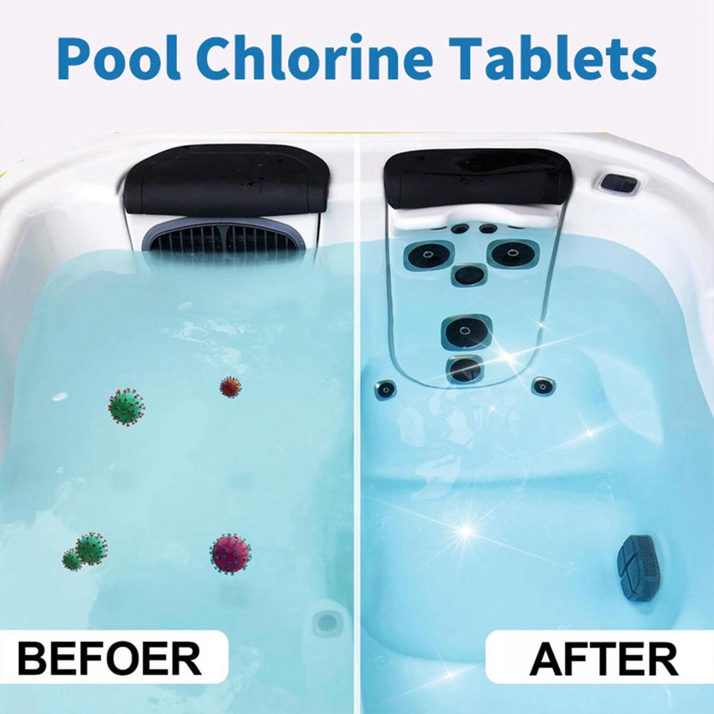 Chlortabletten für Schwimmbäder, tötet und stoppt Algen, langsam auflösend, einzeln verpackt, Poolchlortabletten