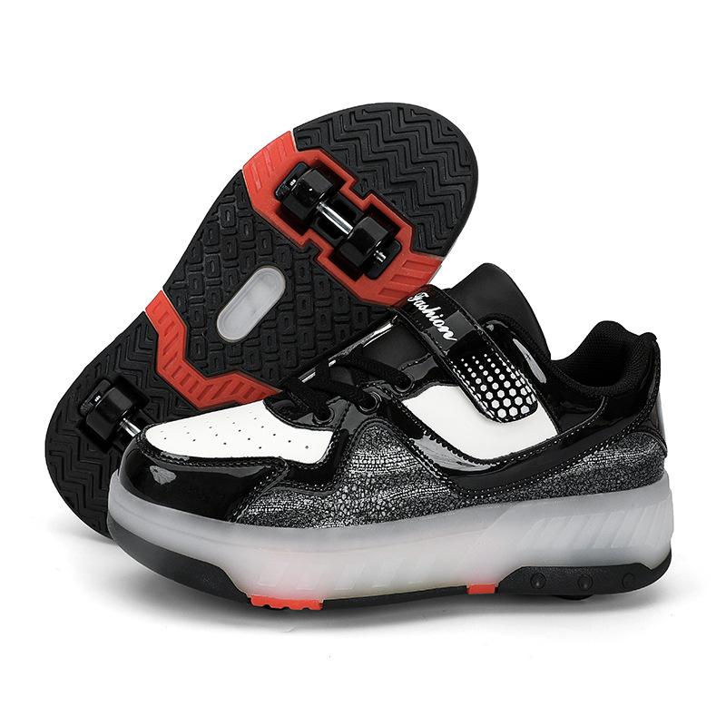 

Kids Quad Skates PU Leather LED Luminous Shoes Suitable for Kids Walking Sports Shoes USB Rechargeable Luminous Casual Shoes 41