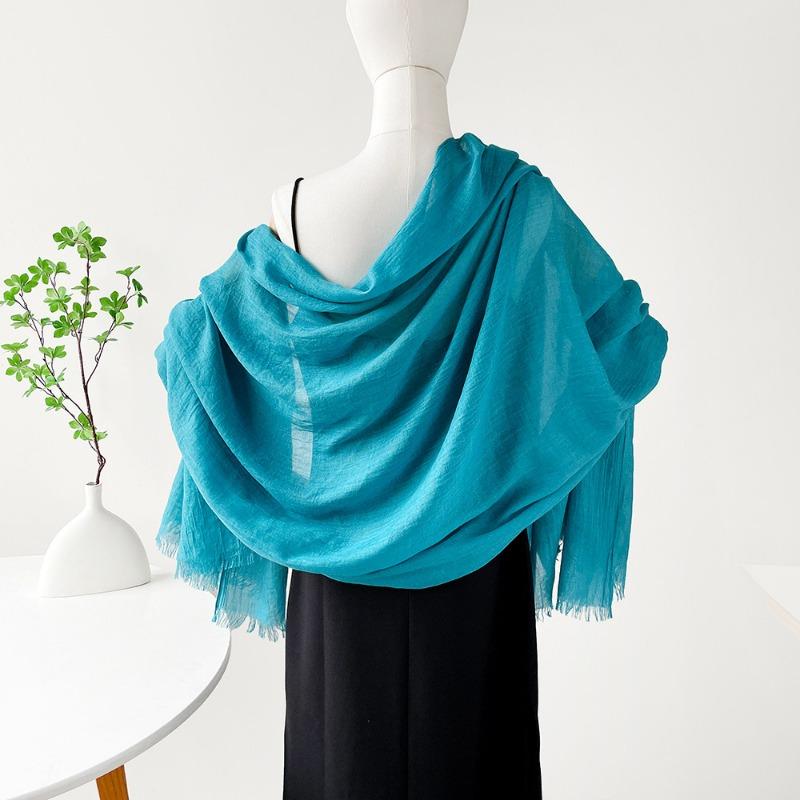 Summer Versatile Cotton and Linen Scarf Shawl Lengthened Solid Color Yarn Shawl Sunscreen Shawl Simple Scarf Silk Scarf Women