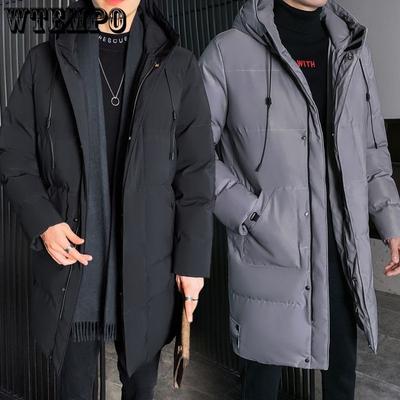 Kapuzen-Baumwolljacke Herren Mittellanger Winter-Baumwollmantel Herren Knielange Dicke Daunenjacke Übergröße Baumwolljacke