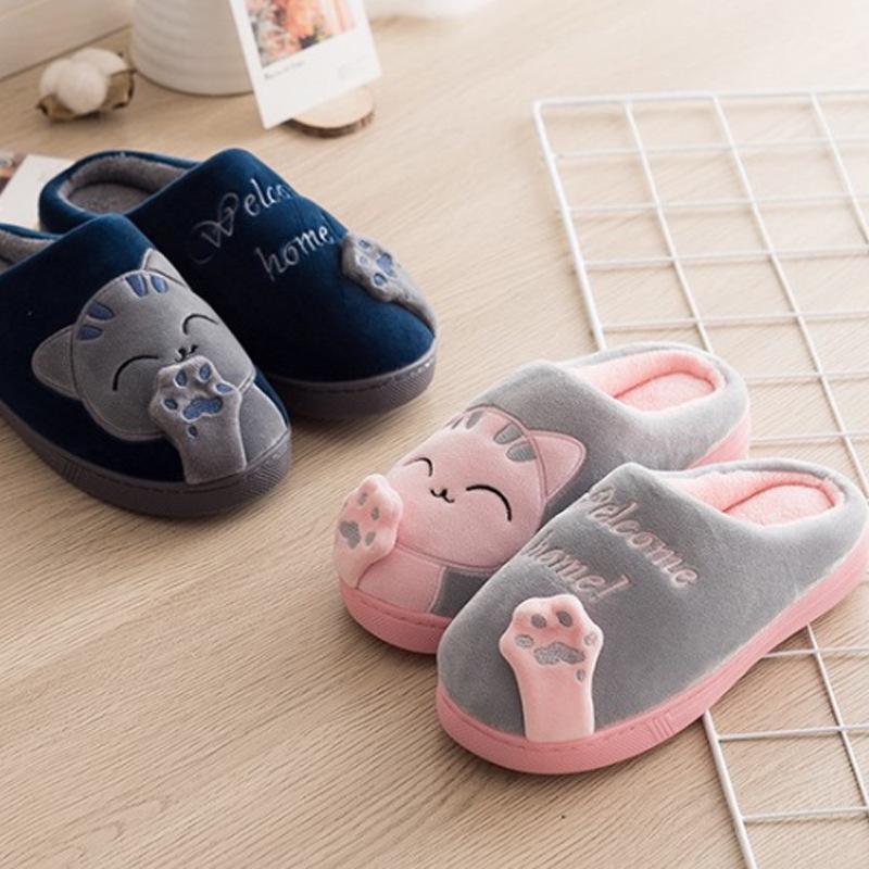 Women's Cozy Winter Cotton Slippers - Cute, Indoor, Heel-Covering, Plus Velvet, Soft Sole