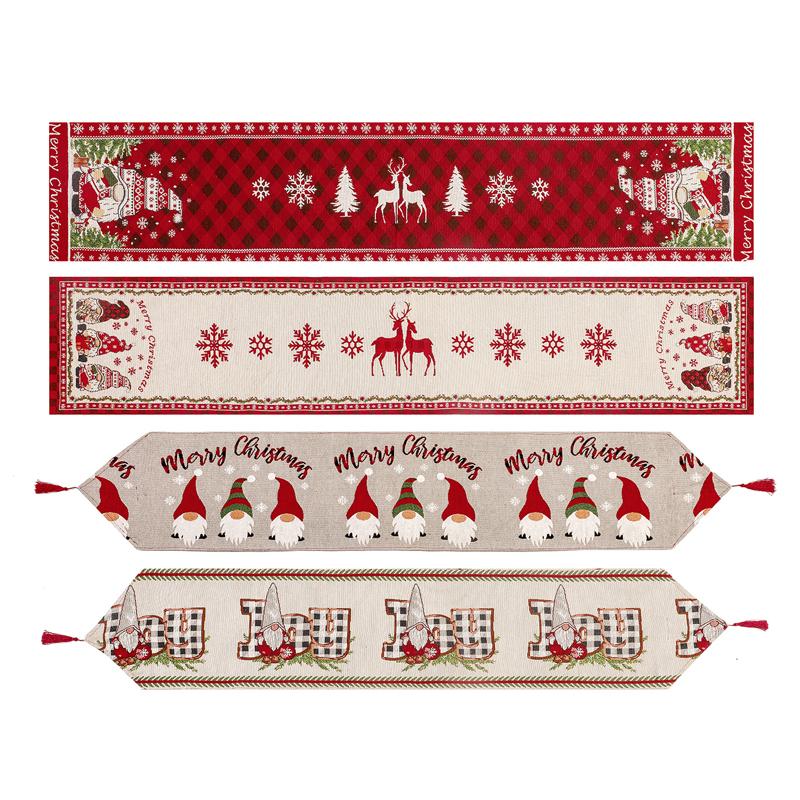 Christmas Tree Elk Snowflake Plaid Table Runner Party Wedding Decoration Table Runner Christmas Decoration Home Table Runner