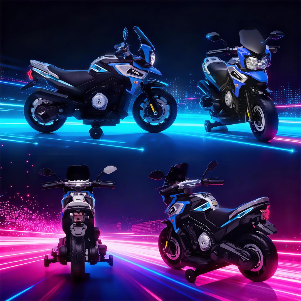 Moto Elettrica per Bambini con Rotelle, Specchietti e Poggiapiedi, in PP e Metallo, 85,5x44,5x56 cm, Blu