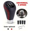 Universal 5 Speed Manual Leather Red Stitch Gear Shift Knob Car Gear Stick Shift Knob Lever Manual Transmission M8 M10 M12
