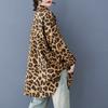 DIMANAF 2025 Women Summer Plus Size Shirt Blouse Long Sleeve Buttons Fashion Leopard Tops Tees Loose New Blouse