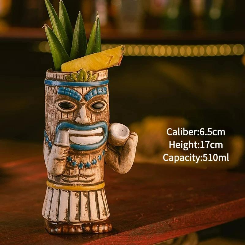 Tazza Tiki Tazze da Cocktail Hawaiane Tazza Divertente in Ceramica Creativa Tazze Tiki Tazza da Birra per Bevande Tazza da Vino Strumenti per Bar Regalo per Amici