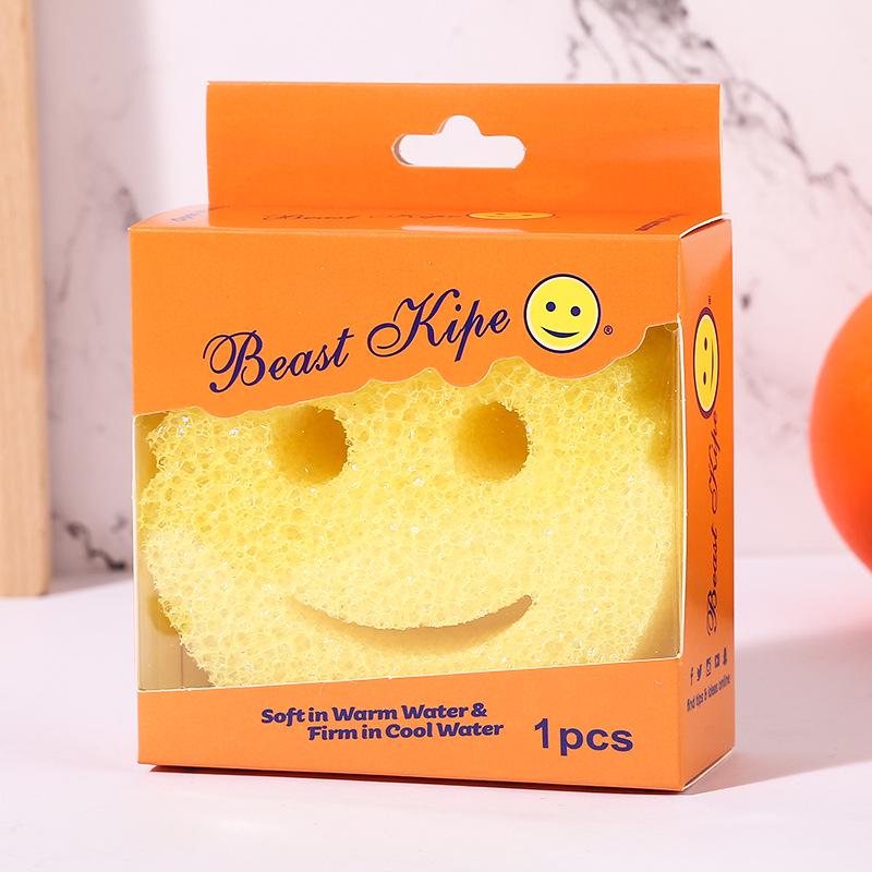 Douyin Smiley Magic Cleaning Sponge – Loofah-Style Honeycomb Kitchen Dish Sponge