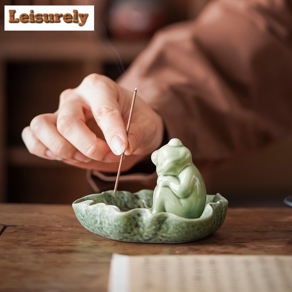 Lotusblatt Frosch Räucherhalter Zen Zen Garten Räucherstövchen Aromatherapie Duftverteiler Räucherkessel Buddhismus Zubehör Handwerk