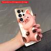 2DFlat Samsung Phone Case Cute Pink Pig Sitting On Bed Applicable To Galaxy S23 S24 S25ULTRA S26 A12 A14 A15 A16 A54 A55