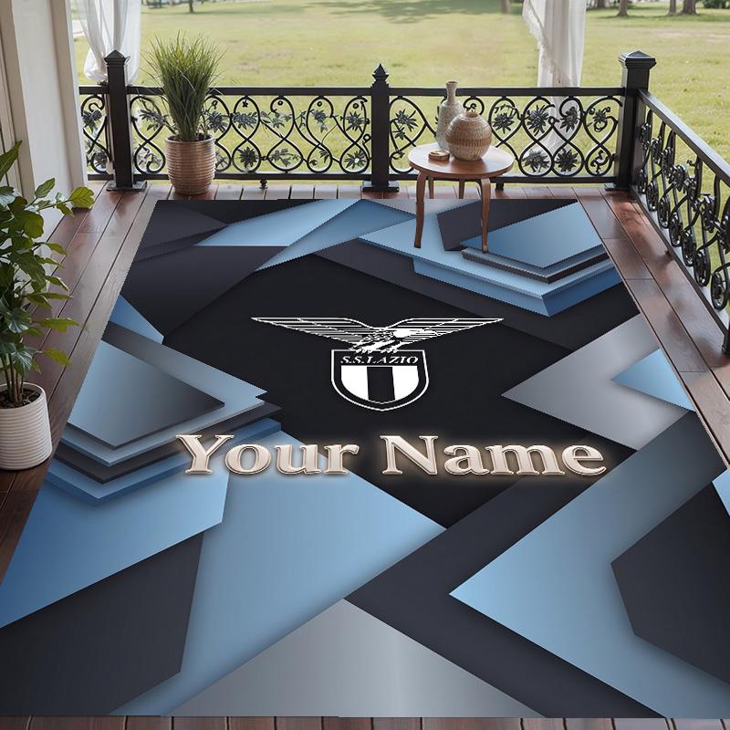 Custom Text Printed Rug Lazio FC Non Slip Floor Carpet For Home Room Decor