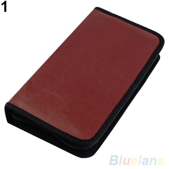 VCD Organizer 80 Discs CD Holder DVD Case Storage Faux Leather Zipper Bag