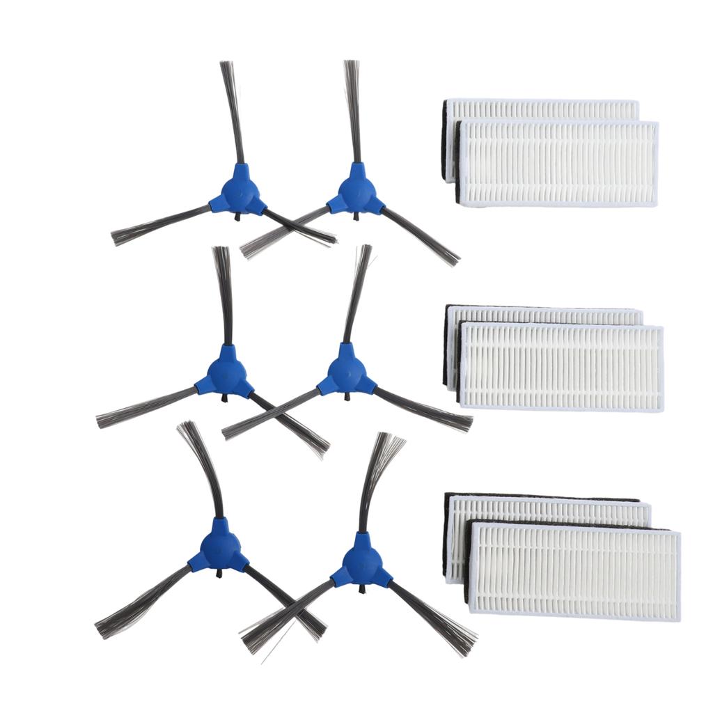 Compatible Replacement Parts for Coredy R3500 R650 R600 Robot Vacuum Includes 3 Pairs of Brushes and 6 Filters