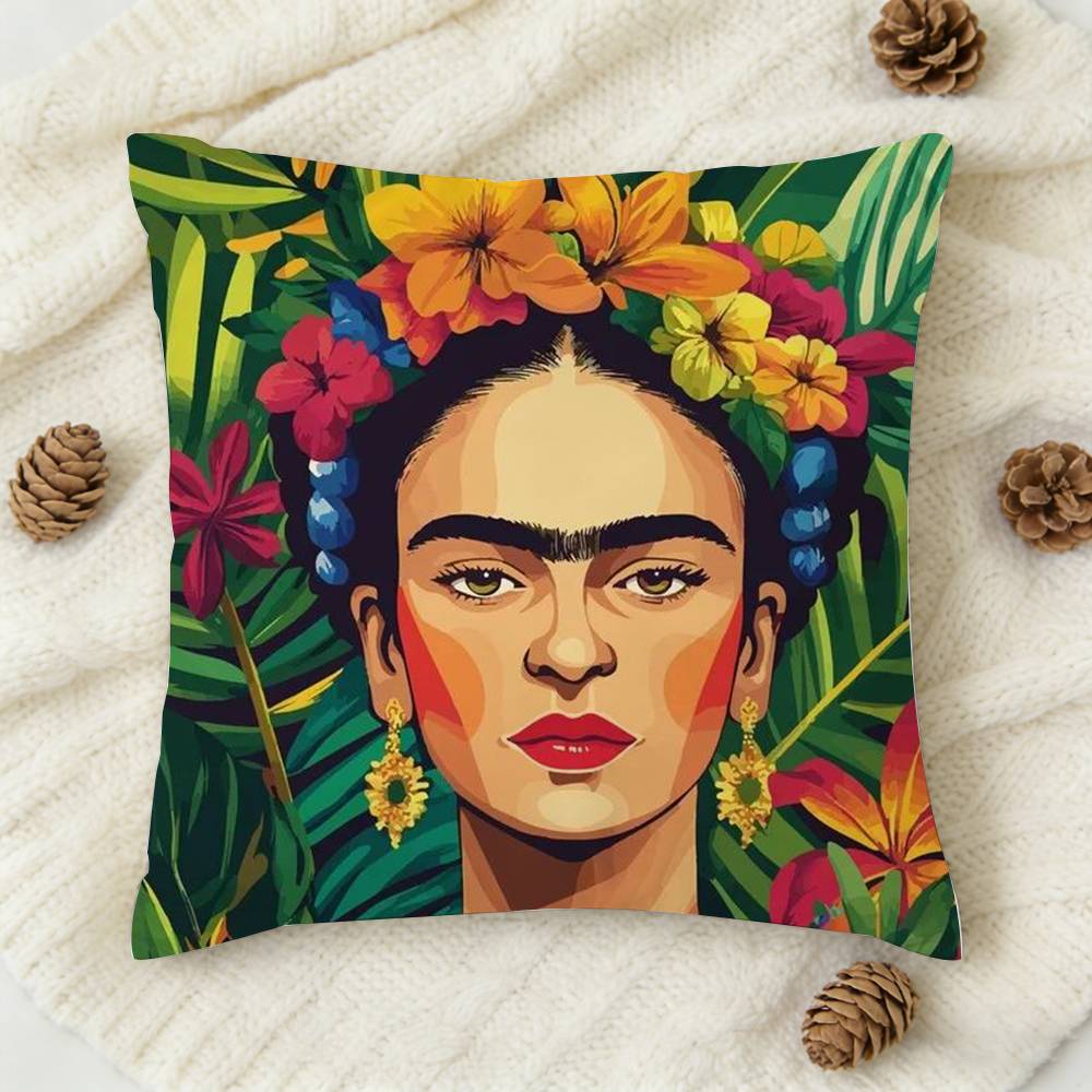 pc Frida Cartoon Style  Doublesided Printed Square Decorative Cushion Cover for Sofa Living Room Home Decor