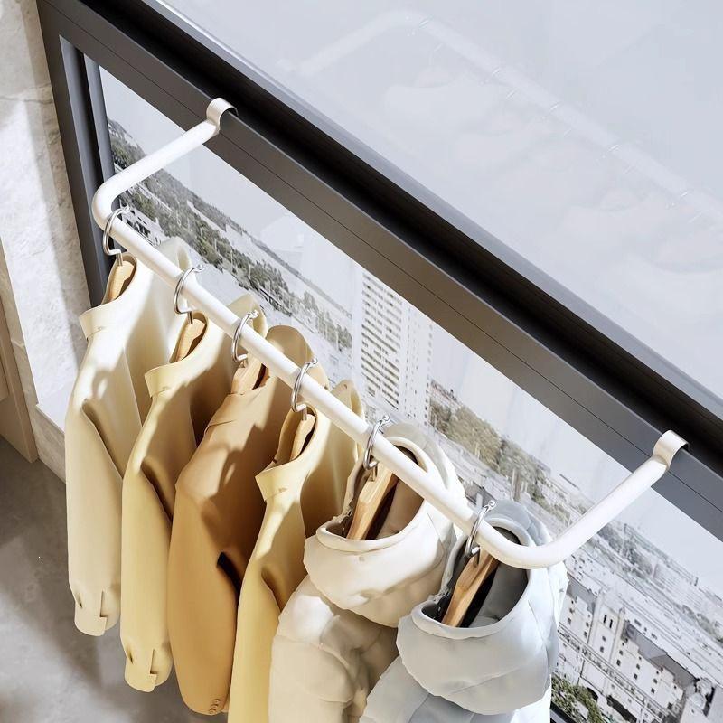 Anti-Theft High-Rise Window Clothes Drying Rack for Balcony or Window Frame
