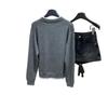 2025 Early Autumn Gray & White Jacquard Letter Long Sleeve Crew Neck Sweater - Loose Slimming Age-Reducing Wool Top for Women