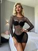 Sex underwear sexy fishing net perspective one-piece net socks suspenders temptation hollow one-piece
