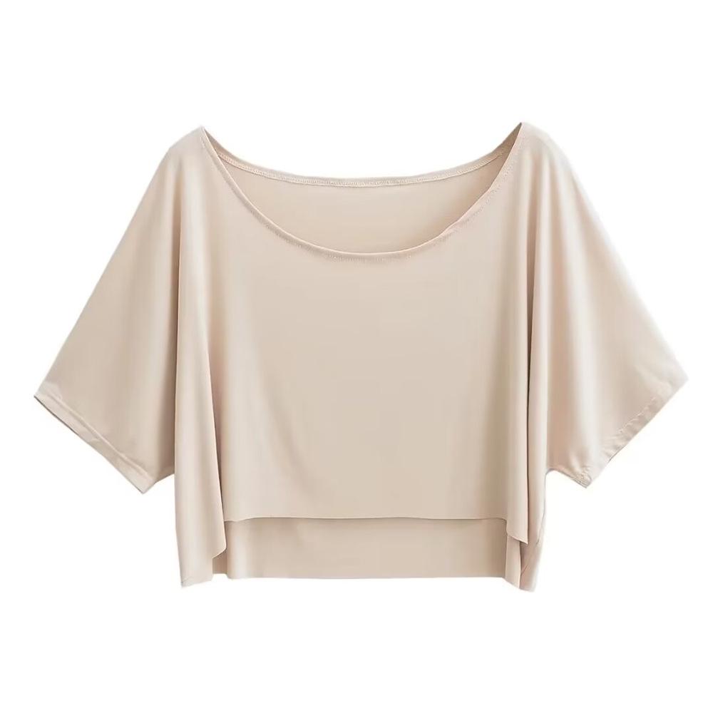 Trendy Dámský Crop Top Evropského a Amerického Stylu s Kulatým Výstřihem a Polovičním Rukávem