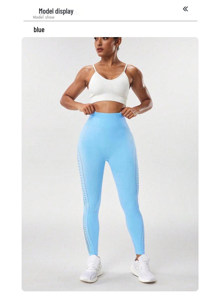 Women's Jacquard Yoga Pants Hip Lifting Hollow Design Shaping Workout Leggings High Elasticity Breathable Fitness Trousers Cross Border Style