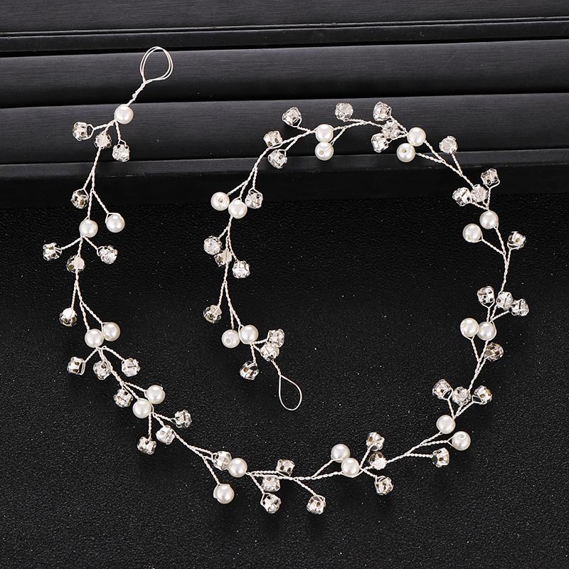 Wedding Hair Accessories Rhinestone Pearl Headband Wedding Headwear Princess Birthday Headband Silver Color Tiara  Accessories