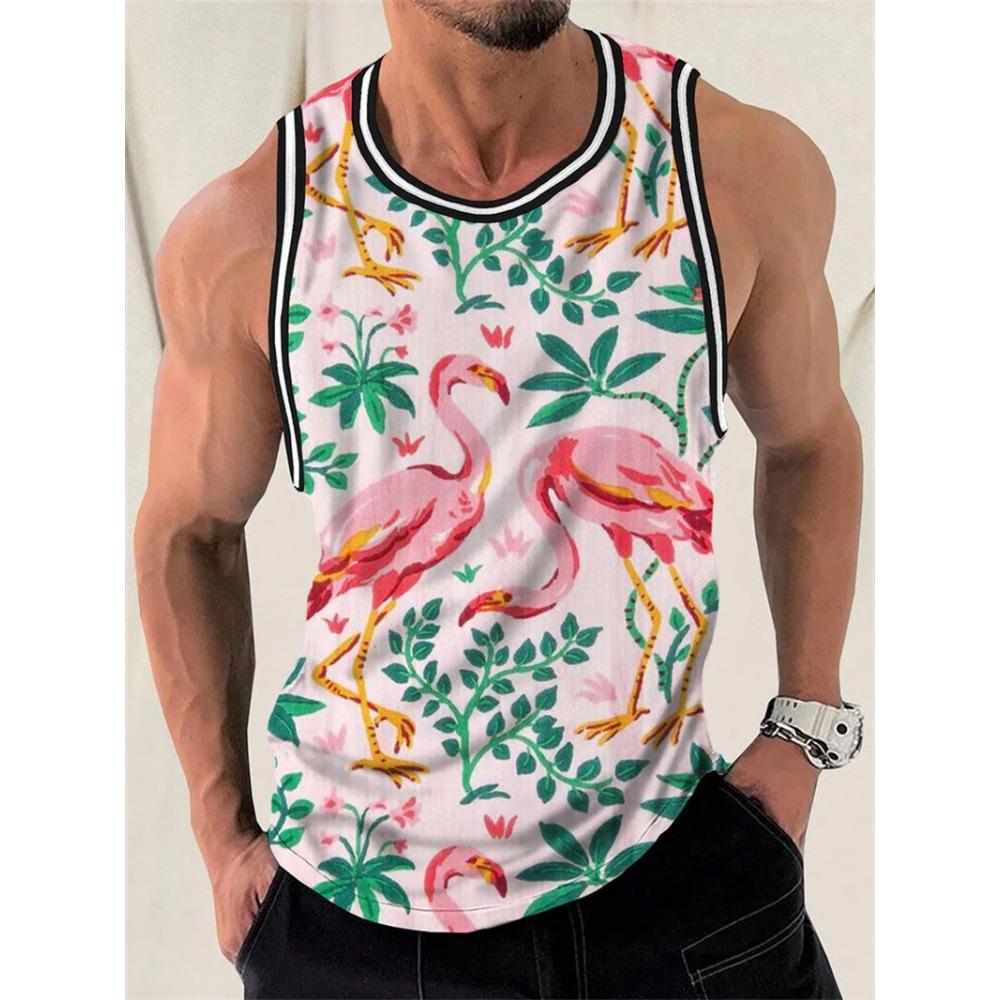 Hawaiian Tank Tops Graphics 3D Print Summer Men's Casual Oversized Fitness Gym Vest Beach Vacation Sleeveless Tops Man Clothing