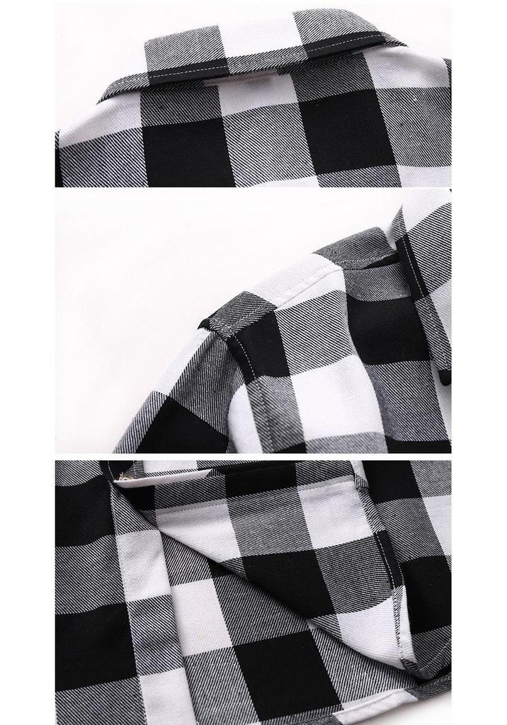 2025 Men's Plus Size Plaid Long Sleeve Shirt with Double Pockets