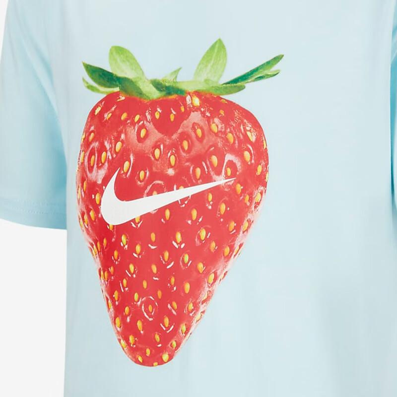 Nike T-Shirt Round Neck Strawberry Print Short Sleeve Kids Tops Glacier-Blue HQ1186-474