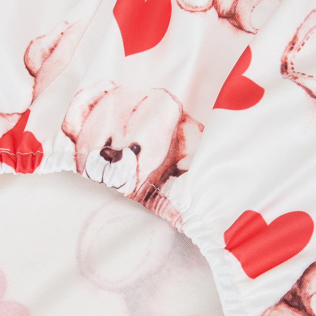Small Dogs Printed Pink Bear and Heart Pet Clothes Cute Puppy Dog Outfits Jumpsuit Bodysuits for Valentine's Day Mothers' Day D