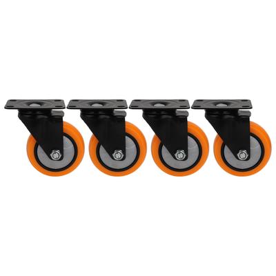 4Pcs Casters Wheel Heavy Duty PVC Top Plate Swivel Castors Industrial with Brake Locking 4in