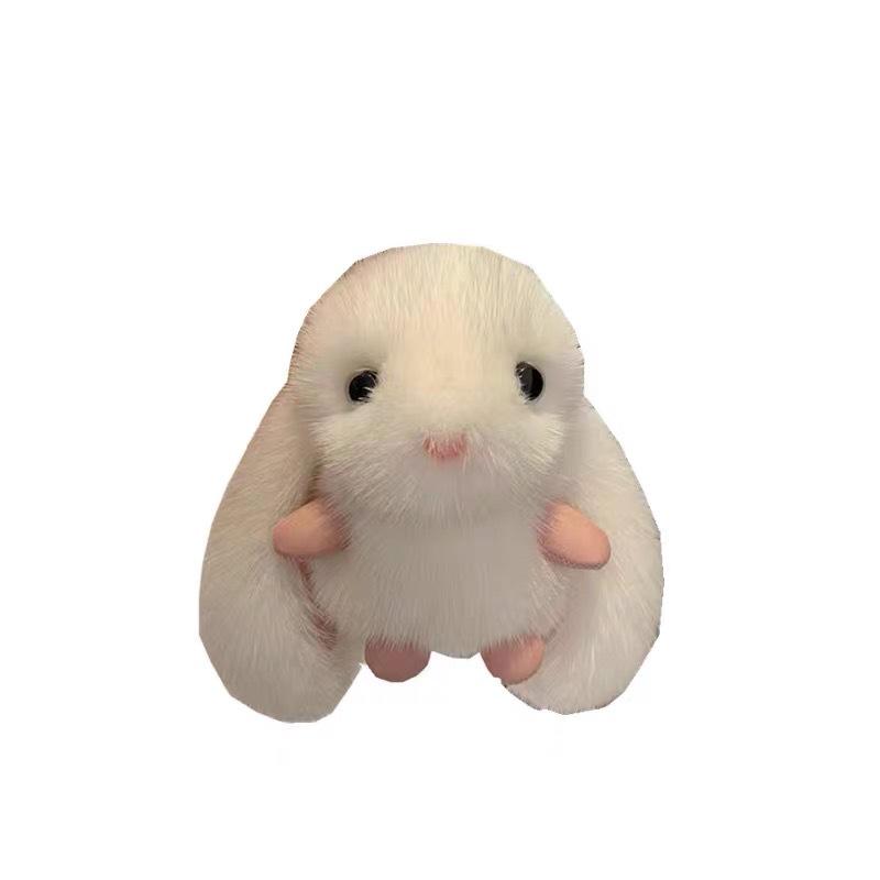 Adorable Faux Mink Fur Rabbit Keychain Plush Doll Pendant - Perfect for Car, Backpack, or Birthday Gift