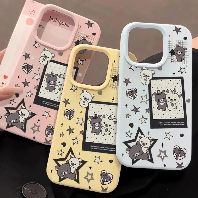 Star Easy Bear Applicable To iPhone17 Mobile Phone Case Apple 15/16Pro Liquid 13 Glutinous Rice 12 Large Holes 14 Women