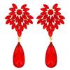 Elegant Alloy Drop Earrings For Women With Flower Shape And Rhinestone Detailing For Gift Giving