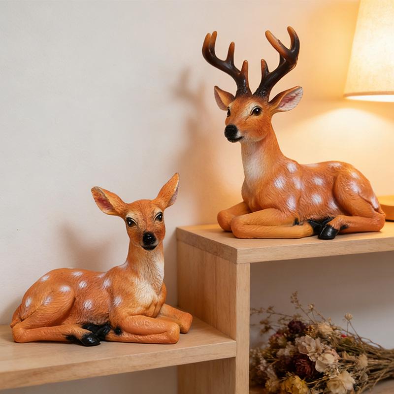 

Elegant Deer Couple Desk and TV Cabinet Ornament, Party or Gift Decor 18x10x19 cm
