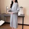 Navava Women Daily Simple Round Neck Long Sleeve Dress No883