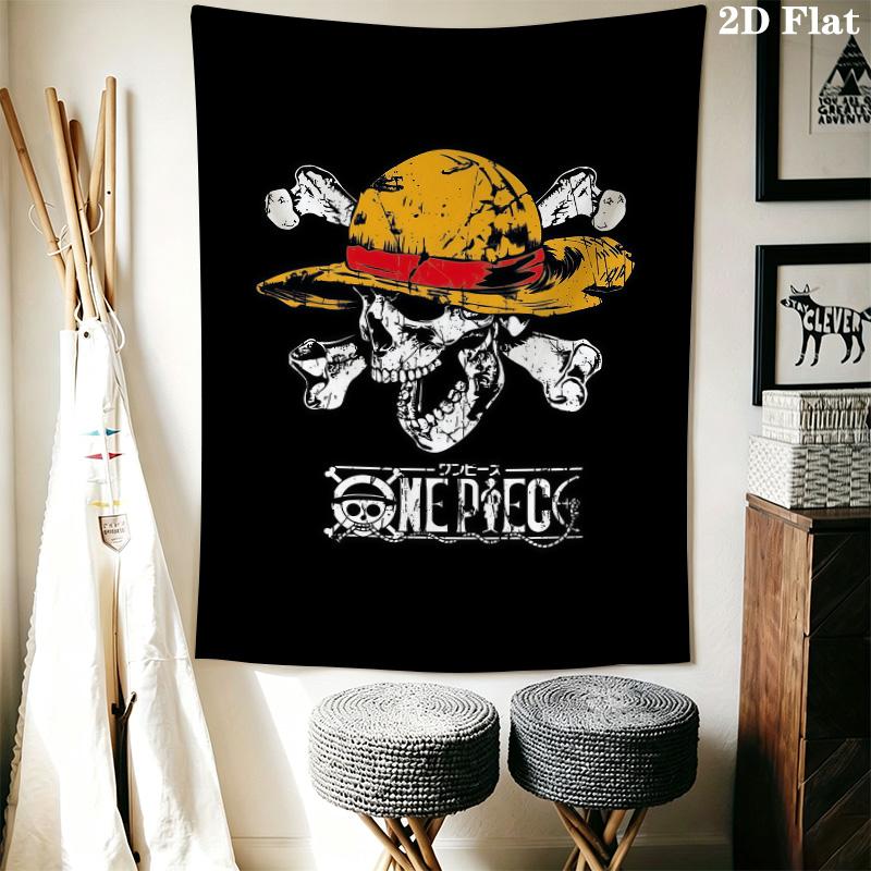 One Piece Straw Hat Pirates Wall Tapestry Aesthetic Wall Hanging Printed Fabric Blanket Decorative Tapestries For Bedroom Living Room Home Decor