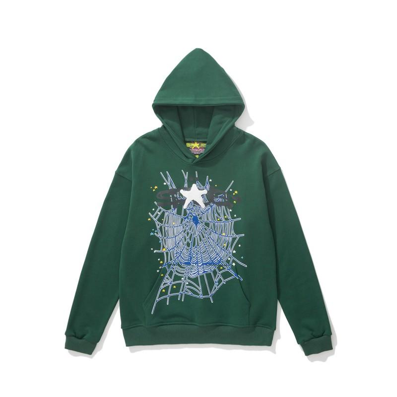 Oversized Hoodie With Spiderweb Foil Print Streetwear Cotton Sweatshirt Men