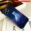 2DFlat Starry Night Cat In Purple Flowers All Inclusive Film Hard iPhone Case, Compatible with iPhone 18 Pro Max 17 16 15 14 13 12 11
