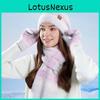 Knitted Hat Scarf Gloves Threepiece Winter Warmth Set For Ladies With Wind Resistance