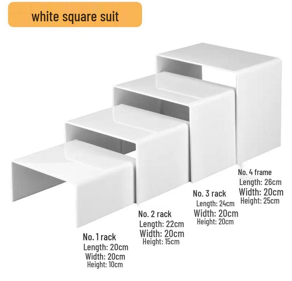 10-Piece White Dessert Display Stand Set: Wooden & Acrylic Tabletop Decoration